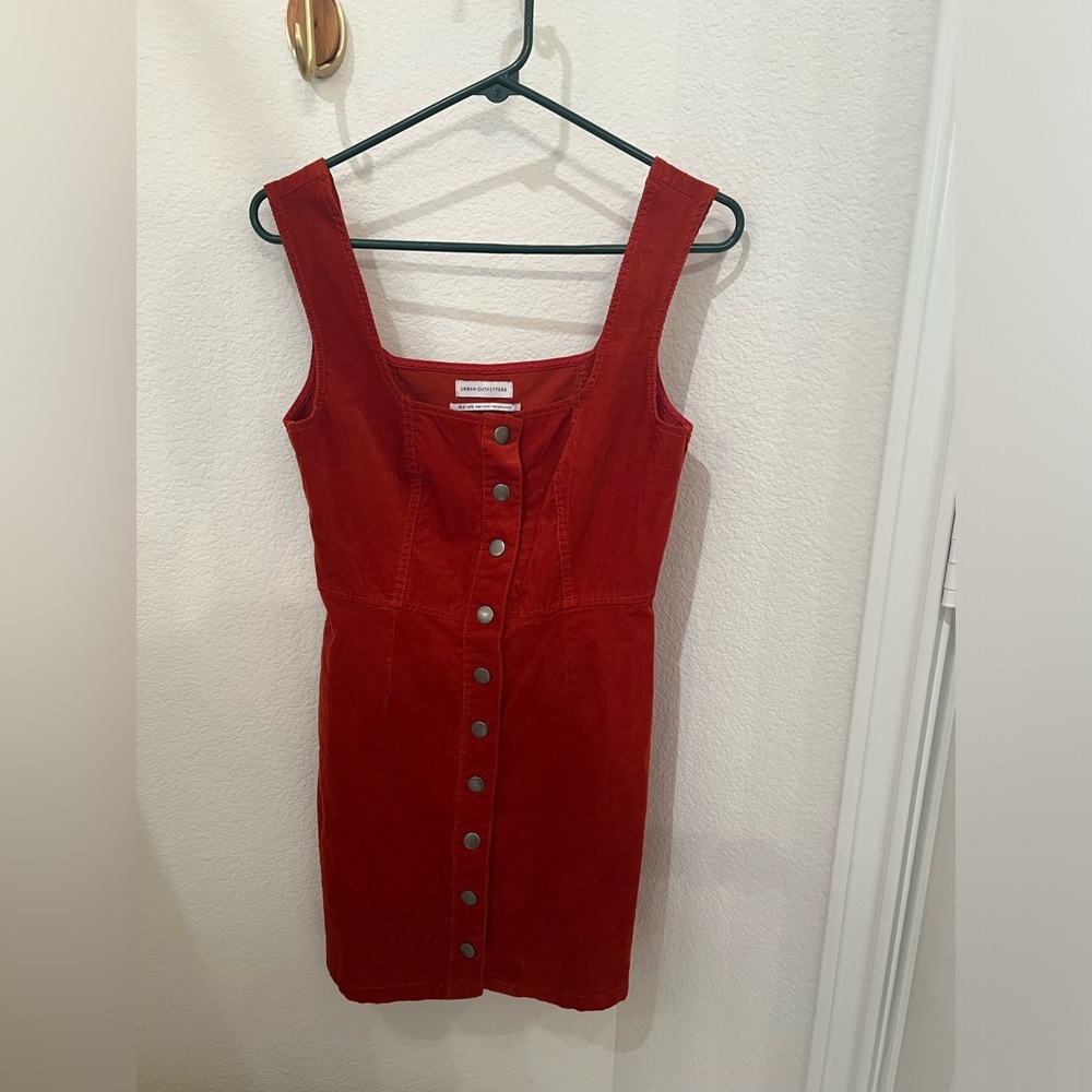 UO Corduroy Button-Down Mini Dress. Size 2. Burnt orange/red